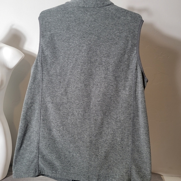 Lands' End Black & Gray Vest Fleece Soft Full Zip S Moc Neck  Soft OEKO-TEX Warm - Picture 3 of 11